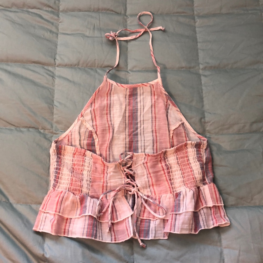 Pink Halter Crop Top - American Eagle